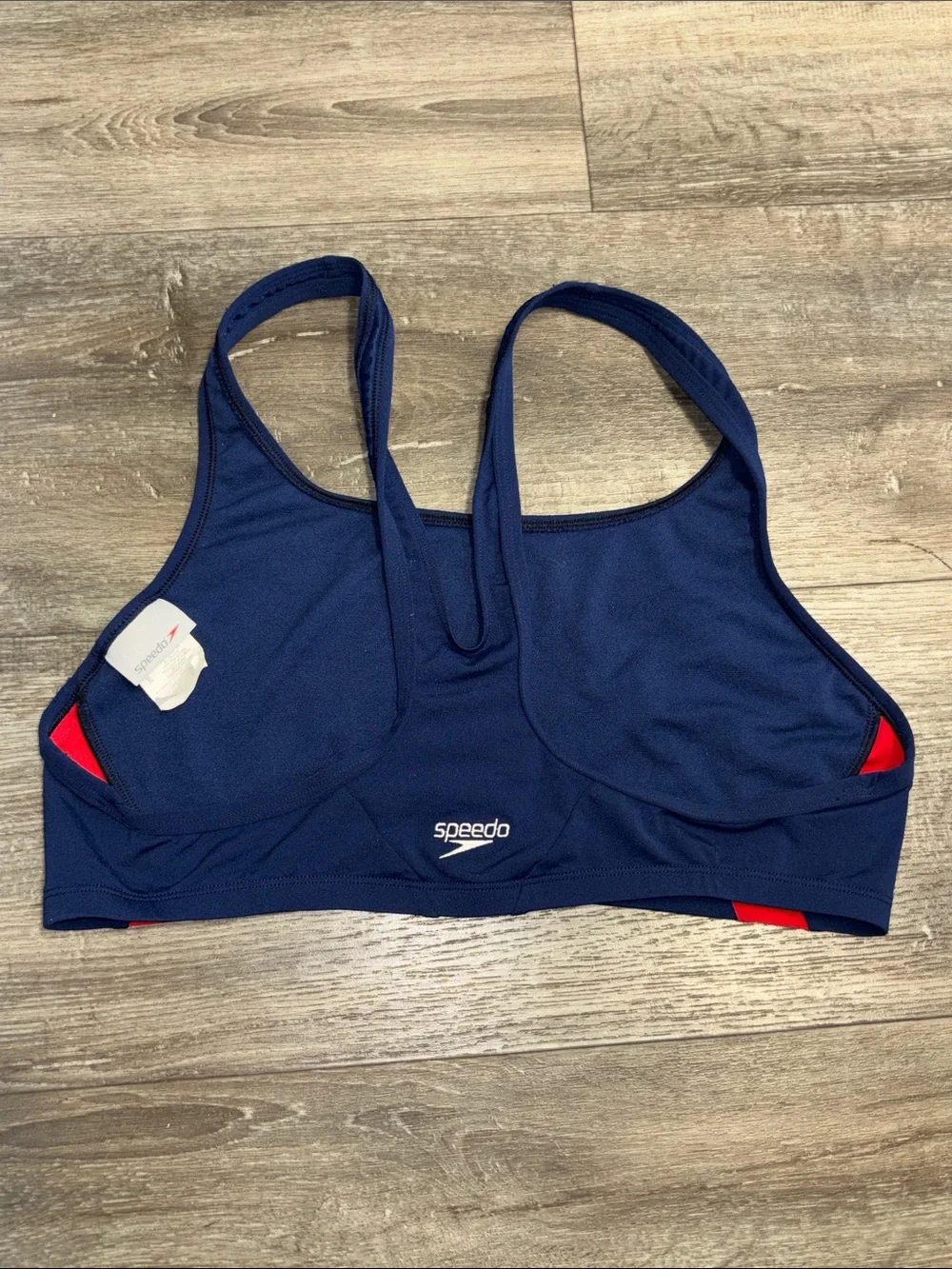 Speedo Women's Guard Swimsuit Sport Bra Top Endurance Lite Navy, sz XL